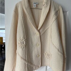 100% Wool Vintage Coldwater Creek Cream Cardigan